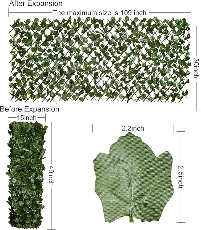 PysaWood Flexivy Clôture d'intimité Feuillage de Ivy 1X2M