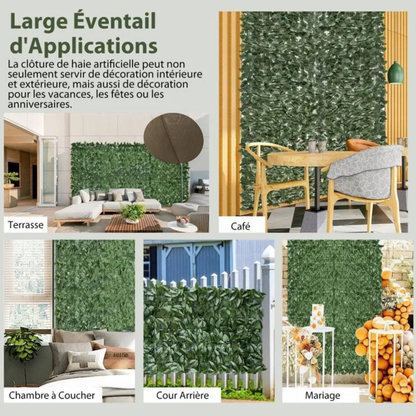 Clôture d'intimité extensible (3m/1m) en lierre artificiel